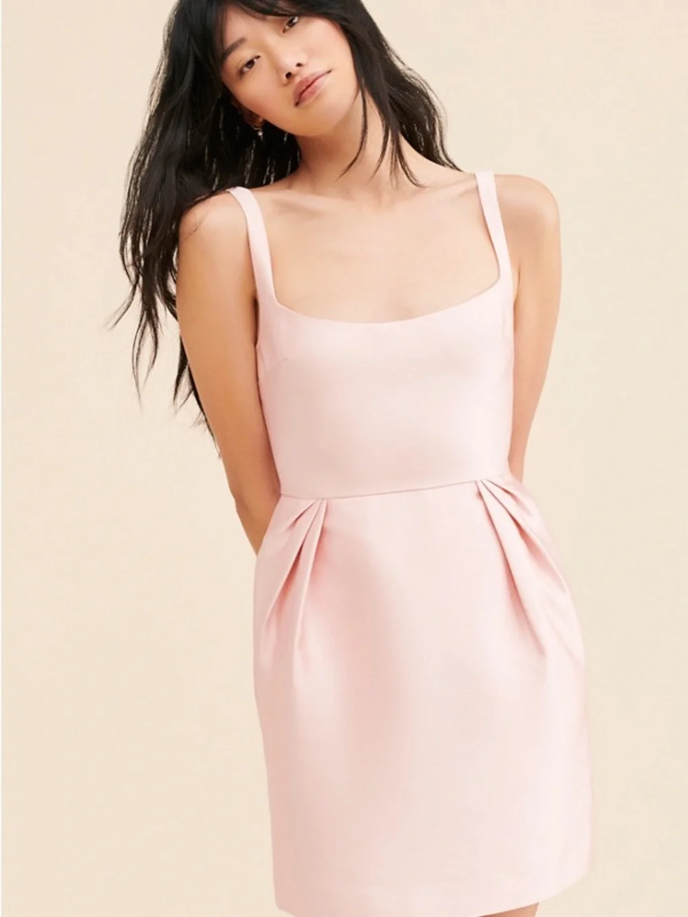 Maison Amory x Anthropolgie Soft Pink Satin Tulip Mini‎ Dress Size XL Coquette